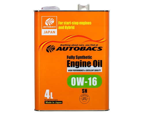 AUTOBACS ENGINE OIL Fully Synthetic 0W-16 API SN Масло моторное 4л.