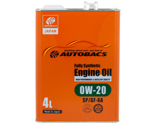 AUTOBACS ENGINE OIL Fully Synthetic 0W-20 API SP / ILSAC GF-6A Масло моторное 4л.