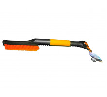 Щетка для снега KS-61-O со скребком распушенная оранжевая, мягкая ручка, 61см