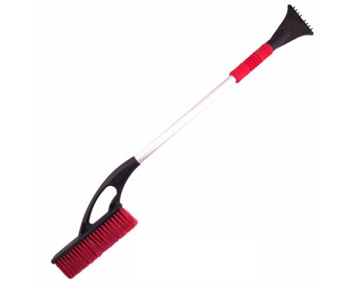 Щетка для снега KS-89-R со скребком красная, мягкая ручка, 90см